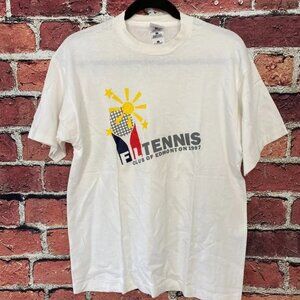 Vintage Tennis Shirt Men Large L White FL Club of Edmonton 1997 Single Stitched